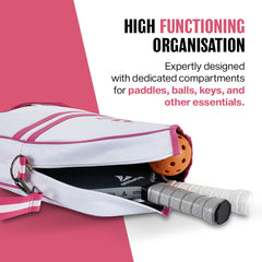 Athletiq Pickleball Crossbody Sports Bag - Pink White