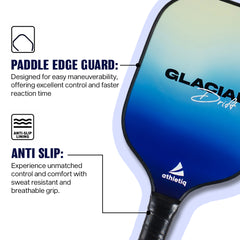 Athletiq FibreGlass Pickleball Paddle with Free Cover - Glacial Design