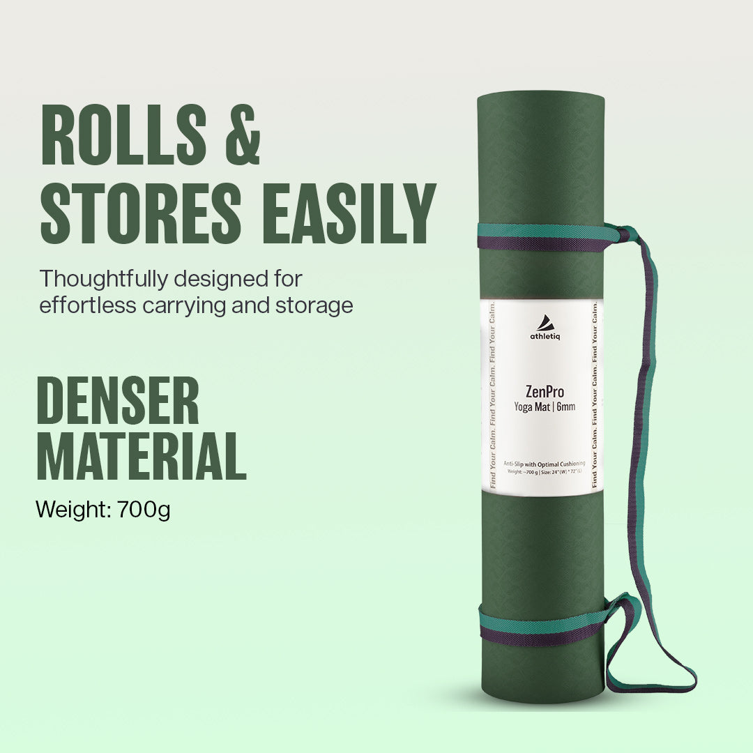 Athletiq ZenPro Yoga Mat – With Free Carry Strap