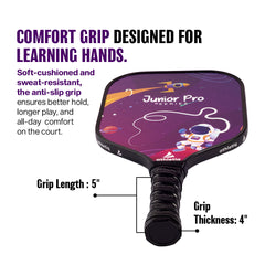 Athletiq JuniorPro Series Pickleball Paddle with 2 Balls & 1 Cover - Purple