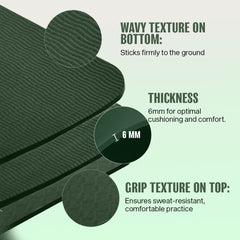 Athletiq ZenPro Yoga Mat (Dark Green) – With Free Carry Strap