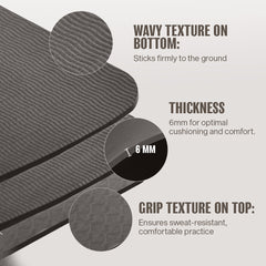 Athletiq FlexPro Yoga Mat (stone Grey) – With Free Carry Strap