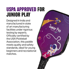 Athletiq JuniorPro Series Pickleball Paddle with 2 Balls & 1 Cover - Purple
