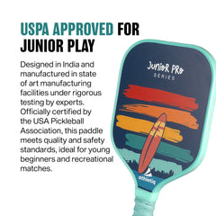 Athletiq JuniorPro Series Pickleball Paddle with 2 Balls & 1 Cover - Blue