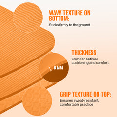 Athletiq FlexPro Yoga Mat (Orange) – With Free Carry Strap
