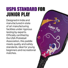 Athletiq JuniorPro Series Pickleball Paddle with 2 Balls & 1 Cover - Purple
