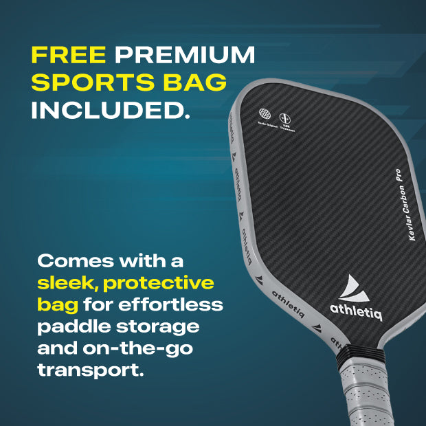 Athletiq Pro Black Kevlar 18K Carbon Fibre Pickleball Paddle