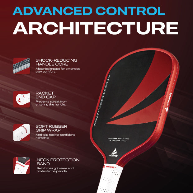 Athletiq Trinity (Trilogy Pro Series) Full Foam Hot Pressed Thermoformed Japanese Toray T700 Elongated Pickleball Paddle