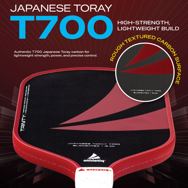 Athletiq Trinity (Trilogy Pro Series) Full Foam Hot Pressed Thermoformed Japanese Toray T700 Elongated Pickleball Paddle