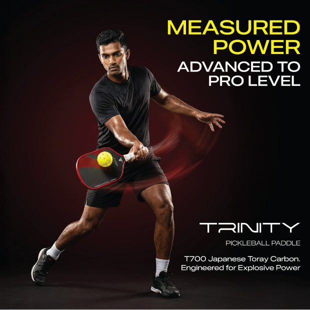 Athletiq Trinity (Trilogy Pro Series) Full Foam Hot Pressed Thermoformed Japanese Toray T700 Elongated Pickleball Paddle