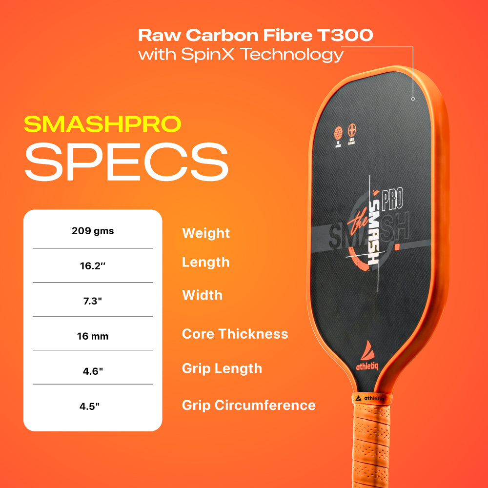 Athletiq SmashPro 3K Raw Carbon Fibre Pickleball Paddle