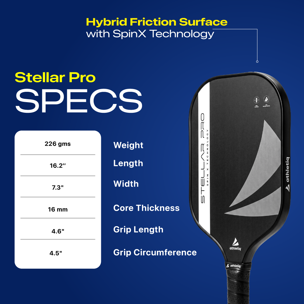 Athletiq Pickleball Stellar Pro Series Paddle with SpinX Technology